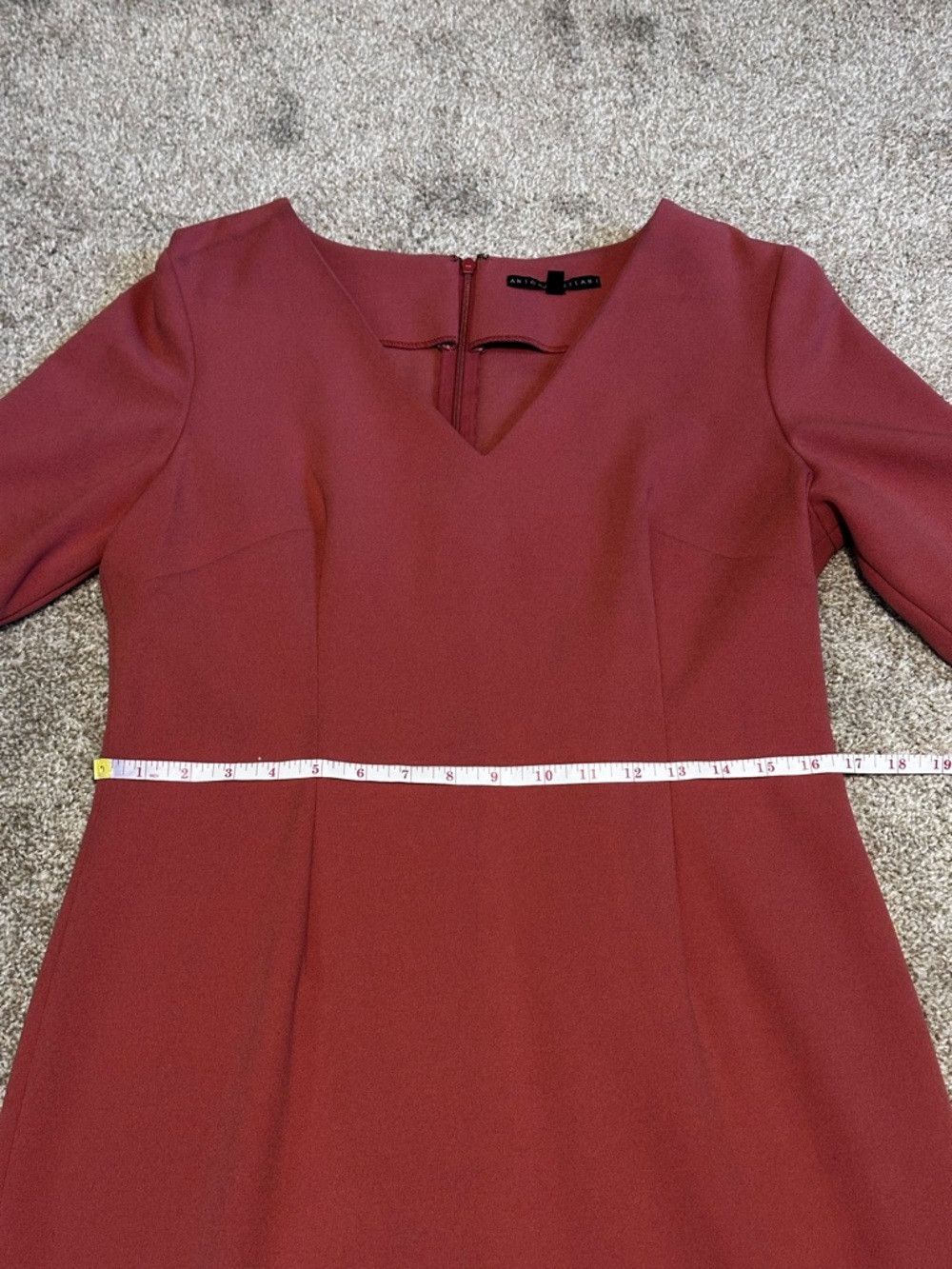 ANTONIO MELANI Rosewood V-Neck Knee Length Sheath Dress Size 12 - Picture 5 of 9